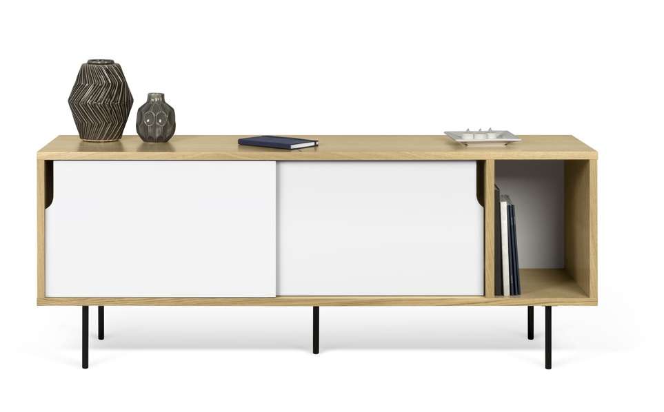 TEMAHOME - Dann 165 Sideboard with Steel Legs in Oak Frame, Pure White Doors, Black Lacquered Steel Feet - 9500400506 veiw 1