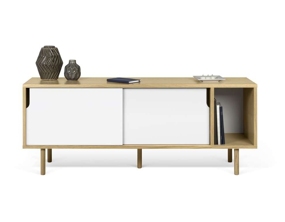 TEMAHOME - Dann 165 Sideboard with Wood Legs in Oak Frame, Pure White Doors, Oak Feet - 9500400520 veiw 1