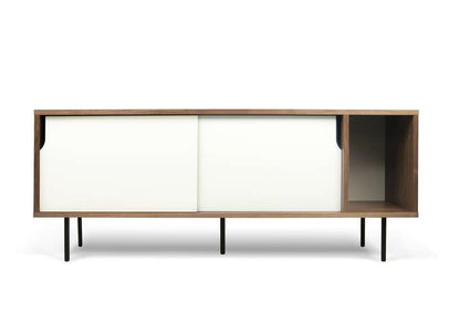 TEMAHOME - Dann 165 Sideboard with Wood Legs in Walnut Frame, Pure White Doors, Black Lacquered Steel Feet - 9500400490 veiw 1