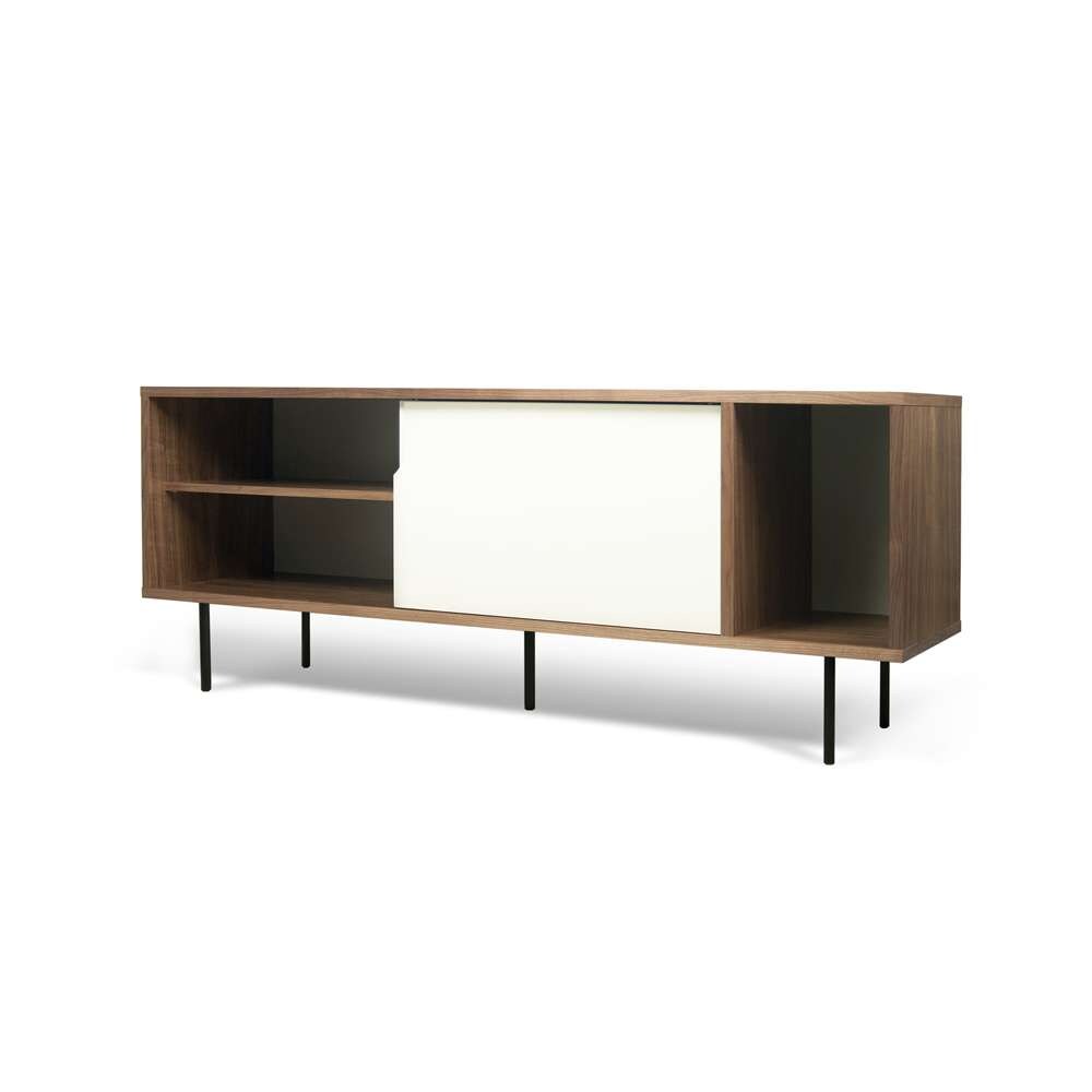 TEMAHOME - Dann 165 Sideboard with Wood Legs in Walnut Frame, Pure White Doors, Black Lacquered Steel Feet - 9500400490 veiw 3