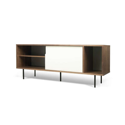 TEMAHOME - Dann 165 Sideboard with Wood Legs in Walnut Frame, Pure White Doors, Black Lacquered Steel Feet - 9500400490 veiw 3