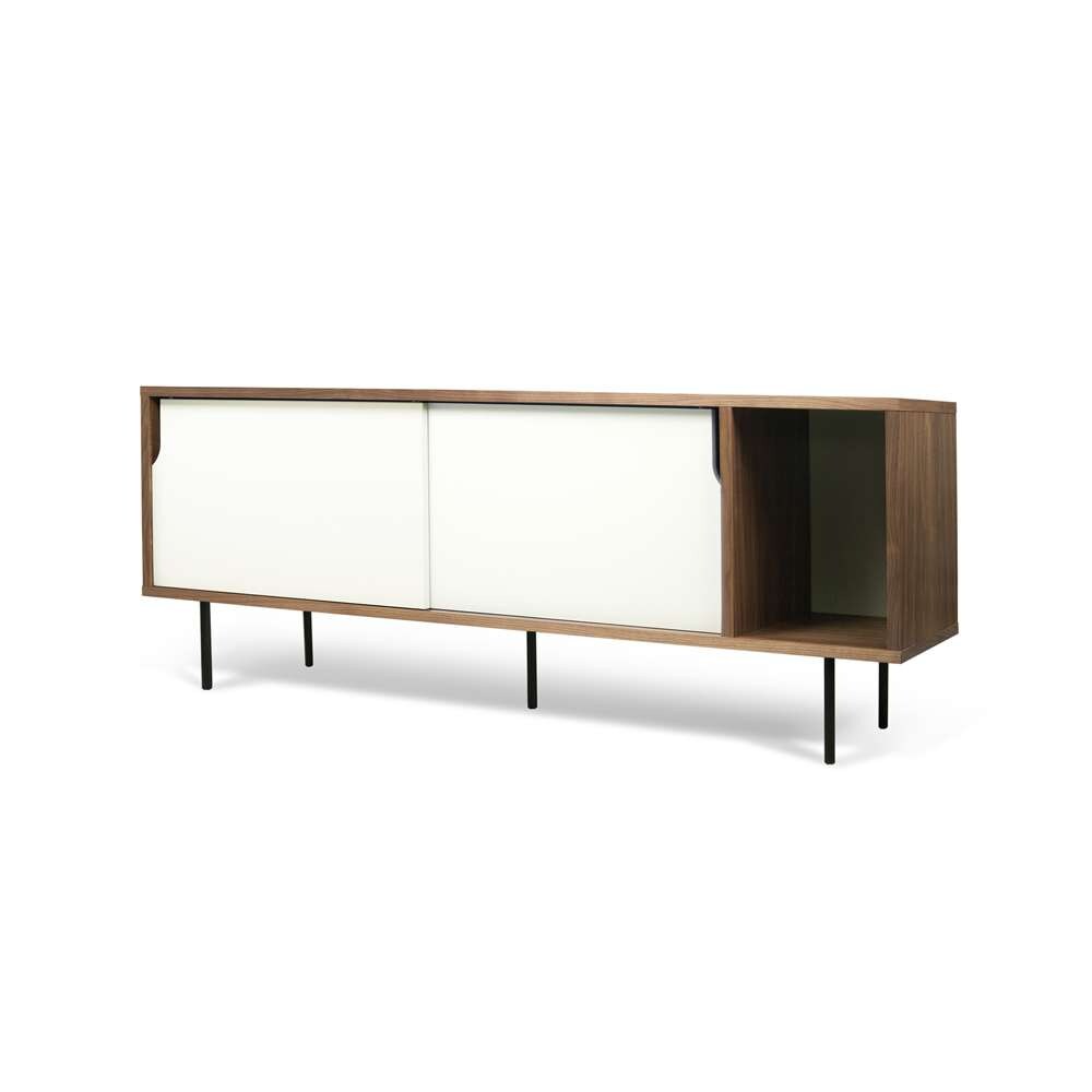 TEMAHOME - Dann 165 Sideboard with Wood Legs in Walnut Frame, Pure White Doors, Black Lacquered Steel Feet - 9500400490 veiw 4