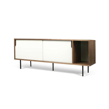 TEMAHOME - Dann 165 Sideboard with Wood Legs in Walnut Frame, Pure White Doors, Black Lacquered Steel Feet - 9500400490 veiw 4