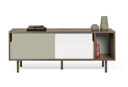 TEMAHOME - Dann 165 Sideboard with Wood Legs in Walnut Frame, Pure White/Matte Grey Doors, Walnut Feet - 9500400568 veiw 1