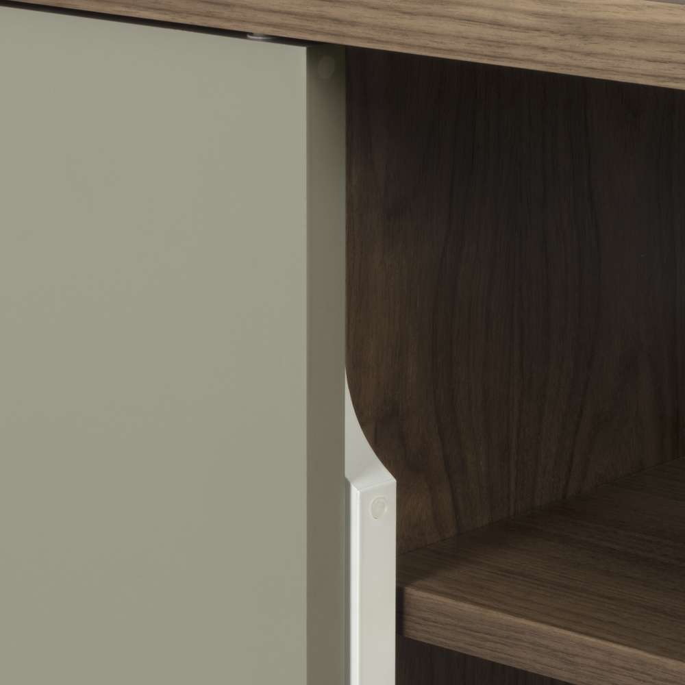 TEMAHOME - Dann 165 Sideboard with Wood Legs in Walnut Frame, Pure White/Matte Grey Doors, Walnut Feet - 9500400568 veiw 3