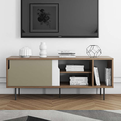 TEMAHOME - Dann 165 Sideboard with Wood Legs in Walnut Frame, Pure White/Matte Grey Doors, Walnut Feet - 9500400568 veiw 5