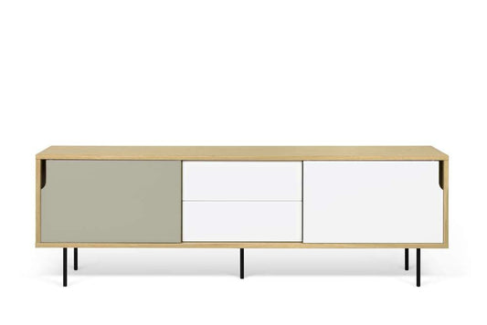 TEMAHOME - Dann Sideboard 201 with Steel Legs in Oak / Pure White & Matte Grey, Lacquered Black Steel - 9500401701 veiw 1
