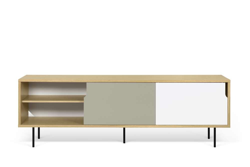 TEMAHOME - Dann Sideboard 201 with Steel Legs in Oak / Pure White & Matte Grey, Lacquered Black Steel - 9500401701 veiw 3