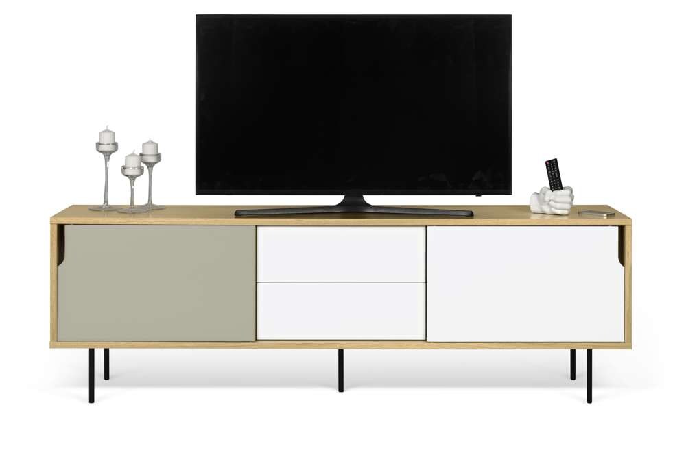 TEMAHOME - Dann Sideboard 201 with Steel Legs in Oak / Pure White & Matte Grey, Lacquered Black Steel - 9500401701 veiw 4