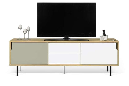 TEMAHOME - Dann Sideboard 201 with Steel Legs in Oak / Pure White & Matte Grey, Lacquered Black Steel - 9500401701 veiw 4