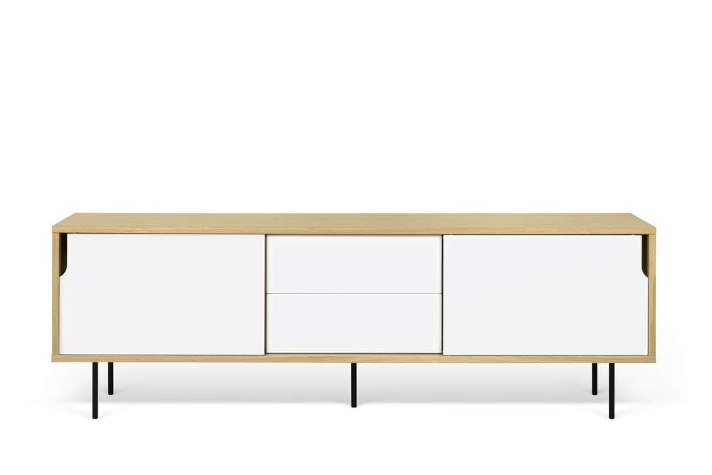 TEMAHOME - Dann Sideboard 201 with Steel Legs in Oak / Pure White, Lacquered Black Steel - 9500401688 veiw 1