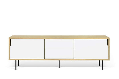 TEMAHOME - Dann Sideboard 201 with Steel Legs in Oak / Pure White, Lacquered Black Steel - 9500401688 veiw 1