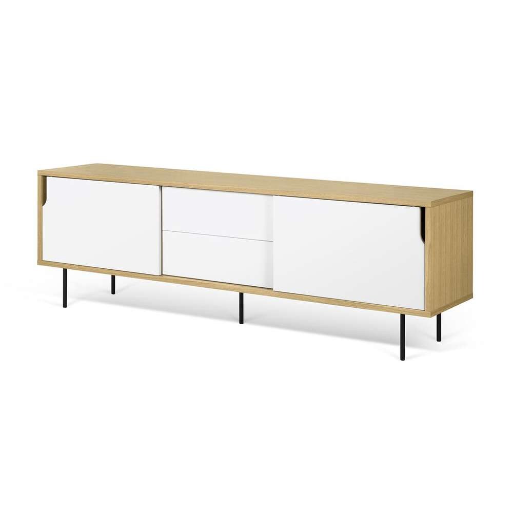 TEMAHOME - Dann Sideboard 201 with Steel Legs in Oak / Pure White, Lacquered Black Steel - 9500401688 veiw 2
