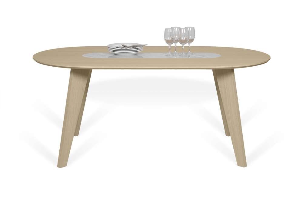 TEMAHOME - Lago Dining Table with Marble Insert in Light Oak / White Carrara - 9500614316 veiw 2
