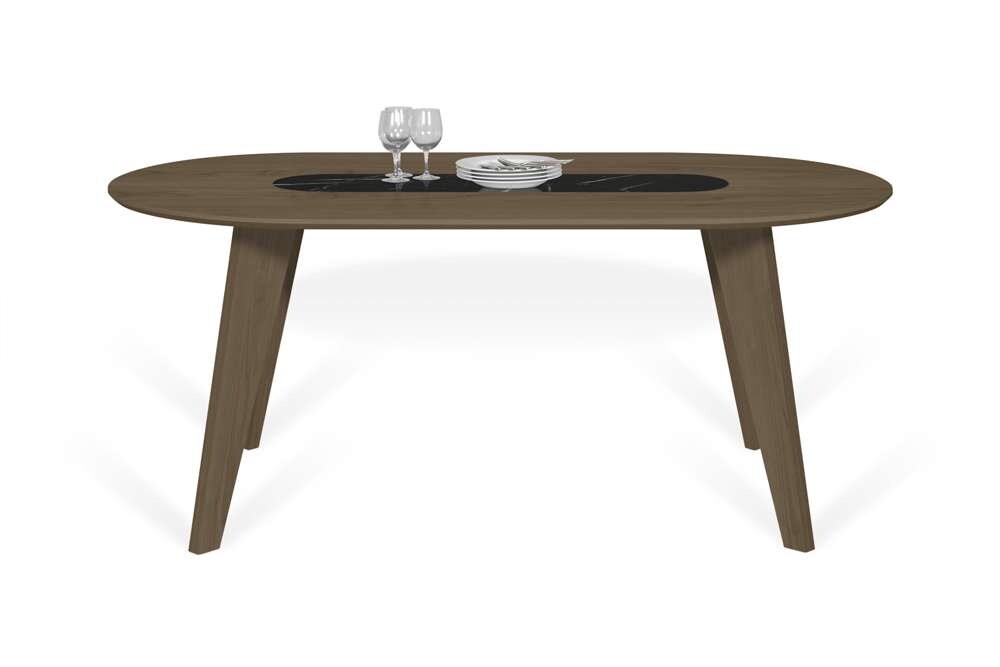 TEMAHOME - Lago Dining Table with Marble Insert in Walnut / Black Marquina - 9500614286 veiw 2
