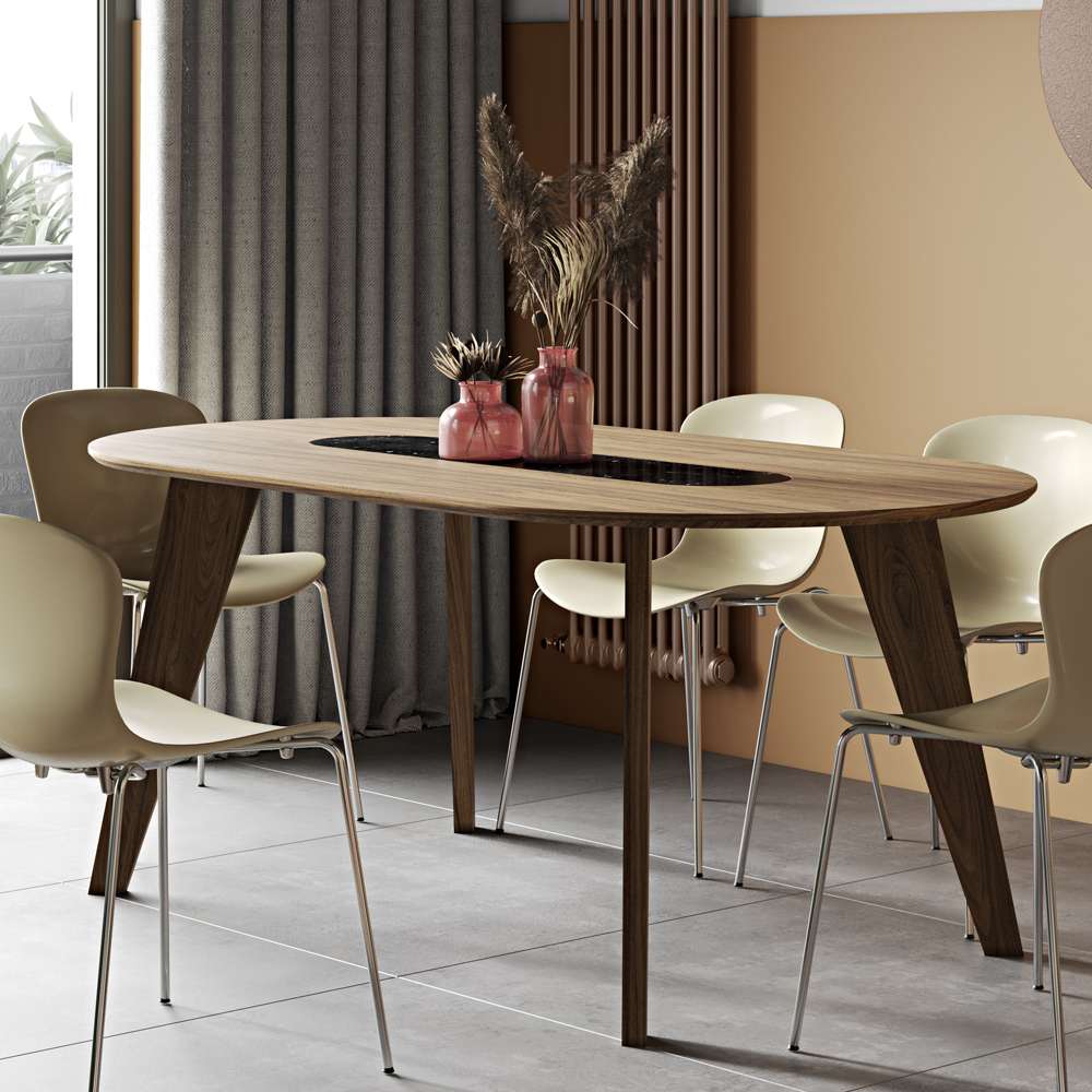 TEMAHOME - Lago Dining Table with Marble Insert in Walnut / Black Marquina - 9500614286 veiw 6