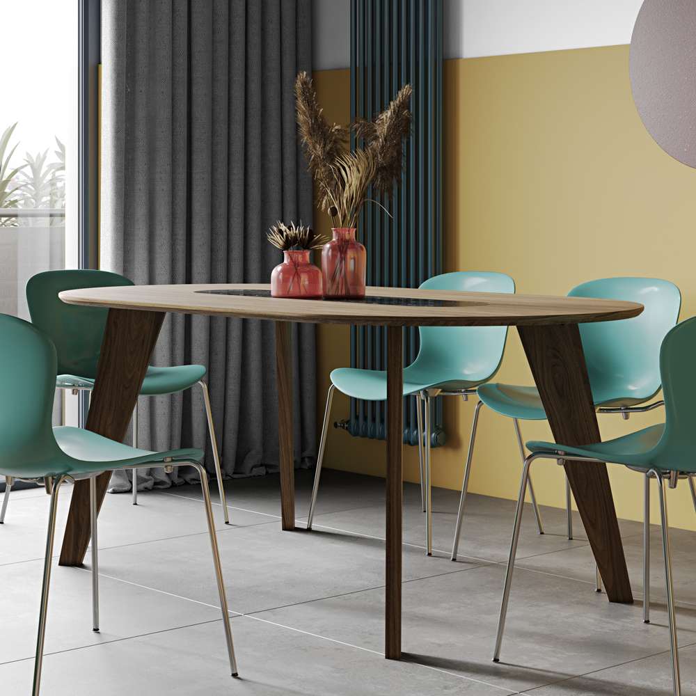TEMAHOME - Lago Dining Table with Marble Insert in Walnut / Black Marquina - 9500614286 veiw 7