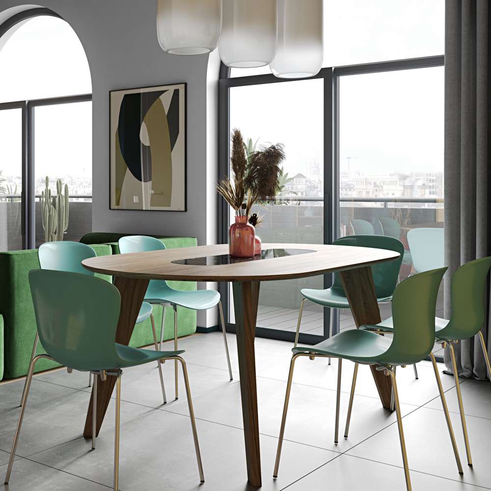 TEMAHOME - Lago Dining Table with Marble Insert in Walnut / Black Marquina - 9500614286 veiw 8