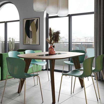 TEMAHOME - Lago Dining Table with Marble Insert in Walnut / Black Marquina - 9500614286 veiw 8