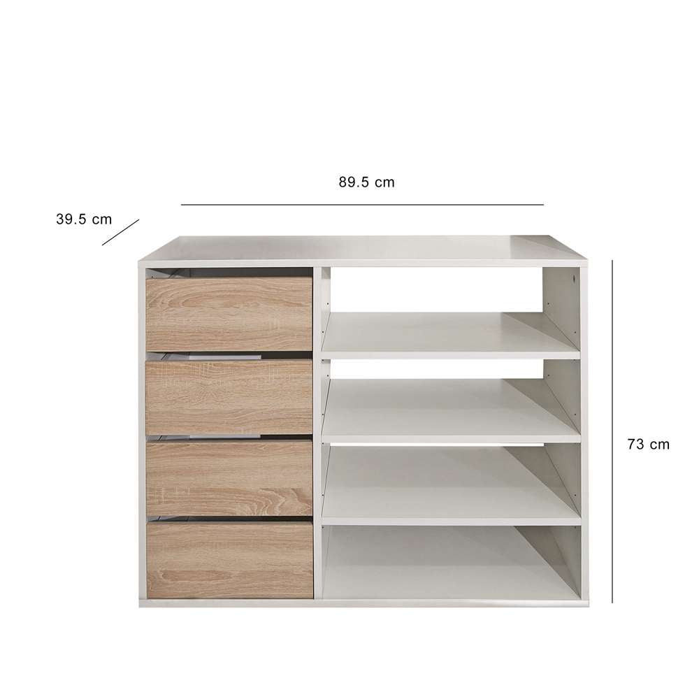 TEMAHOME - Liverpool Shoe Storage Cabinet in White / Natural Oak Color - E4085A2134A00 veiw 3
