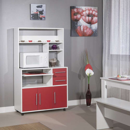 TEMAHOME - Marius High Kitchen Trolley in White / Red - X8036X2179A80 veiw 2