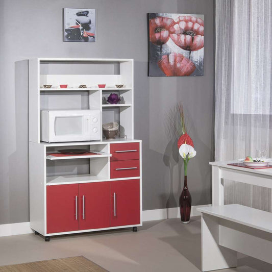 TEMAHOME - Marius High Kitchen Trolley in White / Red - X8036X2179A80 veiw 2