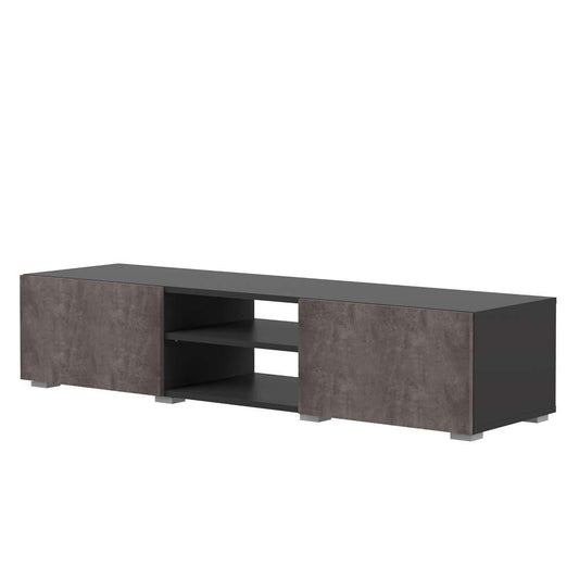 TEMAHOME - Podium 140 TV Stand with doors in Black / Concrete Look - E3153A7698A00 veiw 1