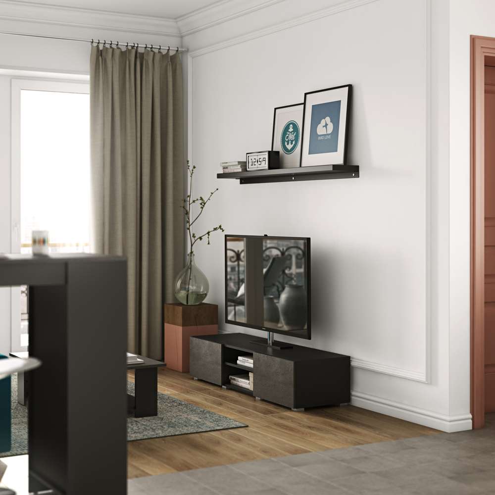 TEMAHOME - Podium 140 TV Stand with doors in Black / Concrete Look - E3153A7698A00 veiw 7