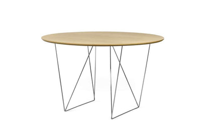 TEMAHOME - Row 47 Round Table with Trestles in Oak / Chrome - 9500053634 veiw 2