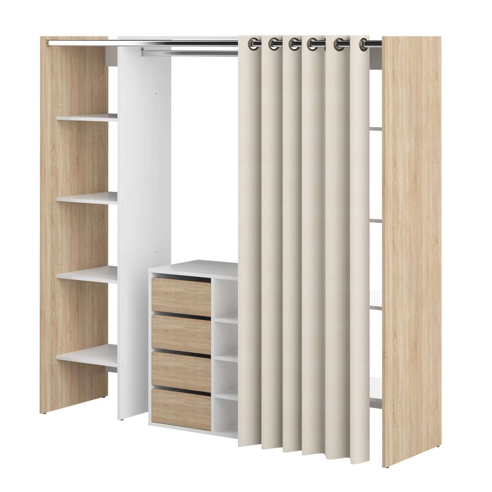TEMAHOME - Tom Clothes Storage System - 2 Columns & Shoe Cabinet in Oak Color Color / Ecru - X4320X0377R00 veiw 1