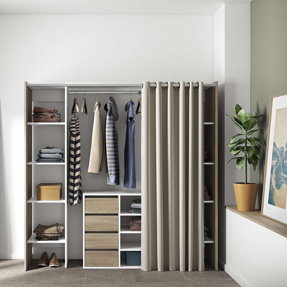 TEMAHOME - Tom Clothes Storage System - 2 Columns & Shoe Cabinet in Oak Color Color / Ecru - X4320X0377R00 veiw 7