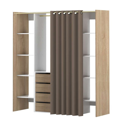TEMAHOME - Tom Clothes Storage System - 2 Columns & Shoe Cabinet in Natural Oak Color, White / Taupe - X4320X0391R00 veiw 1