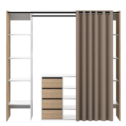 TEMAHOME - Tom Clothes Storage System - 2 Columns & Shoe Cabinet in Natural Oak Color, White / Taupe - X4320X0391R00 veiw 5