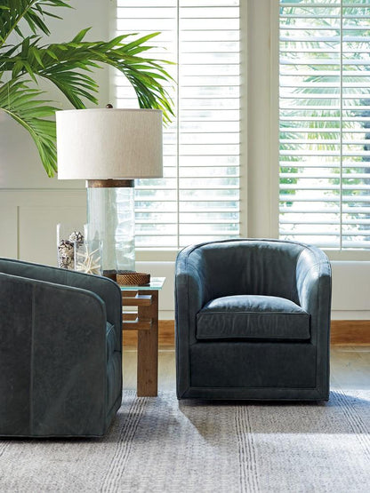 Tommy Bahama Home - Los Altos Colton Leather Swivel Chair in Smoke Gray - 01-7277-11SW-LL-40 veiw 2