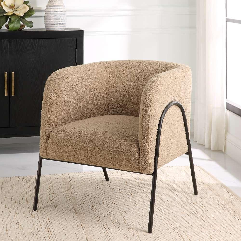 Uttermost - Jacobsen Tan Shearling Barrel Chair - 23754 veiw 4