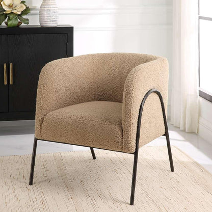 Uttermost - Jacobsen Tan Shearling Barrel Chair - 23754 veiw 4