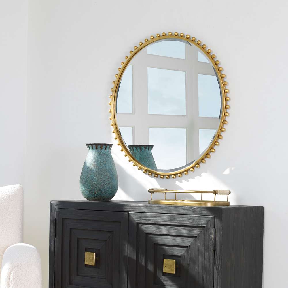 Uttermost - Taza Gold Round Mirror - 09777 veiw 2