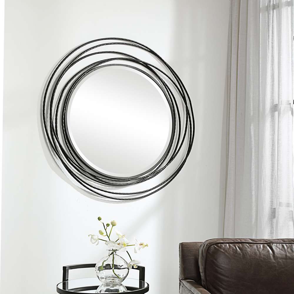 Uttermost - Whirlwind Black Round Mirror - 09704 veiw 2