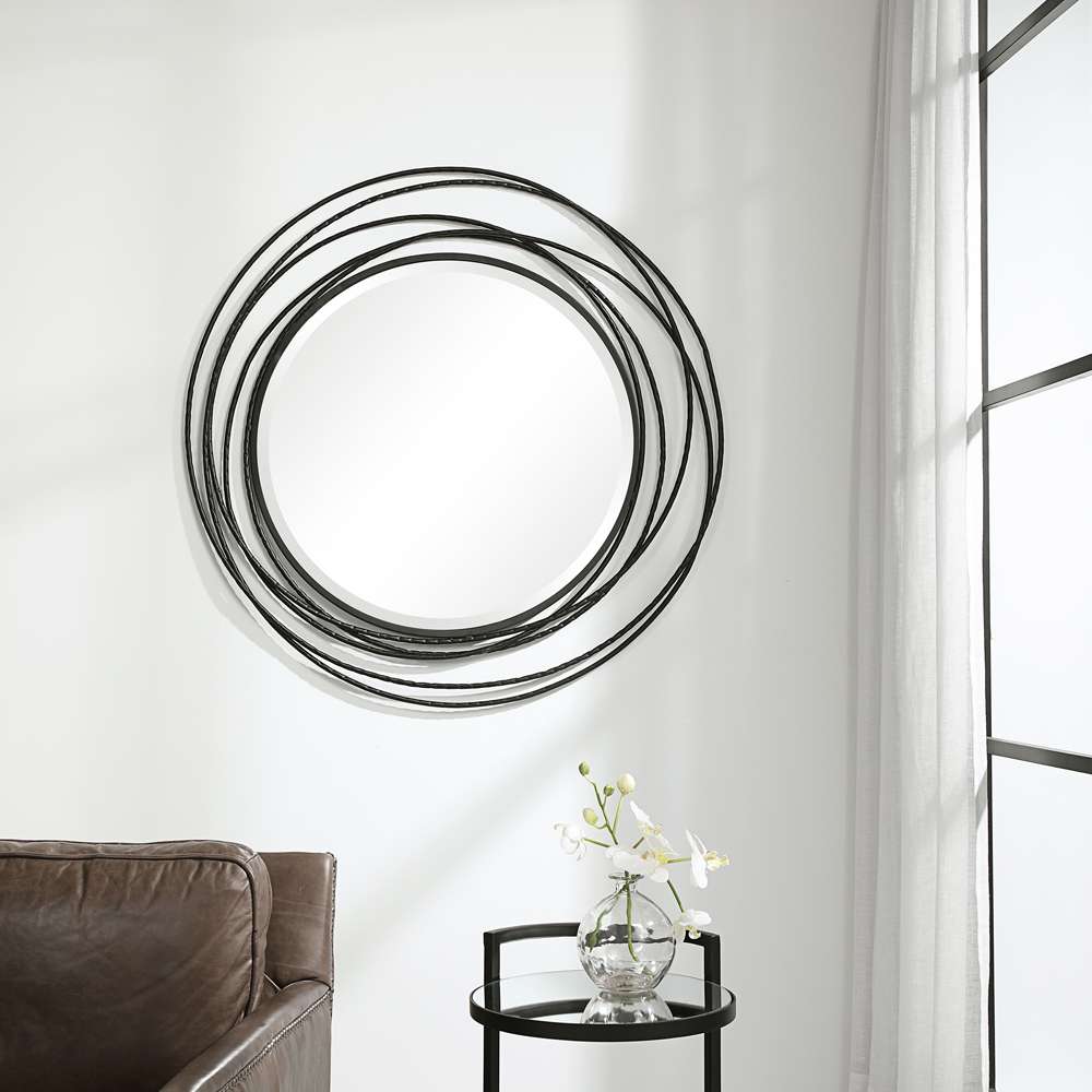 Uttermost - Whirlwind Black Round Mirror - 09704 veiw 4