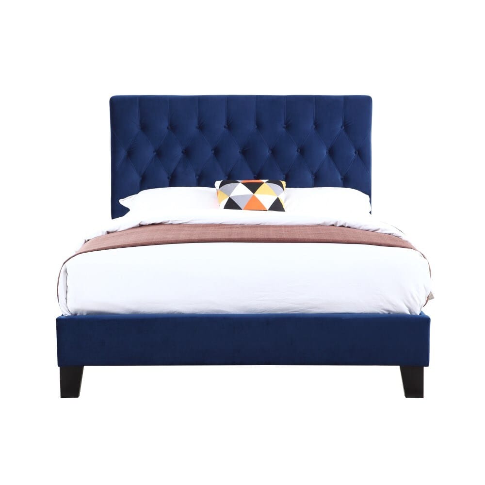 Wallace & Bay - Bates Cobalt Velvet King Upholstered Bed with Tufted, Padded Headboard, And Platform-Style Base - B510026 veiw 5