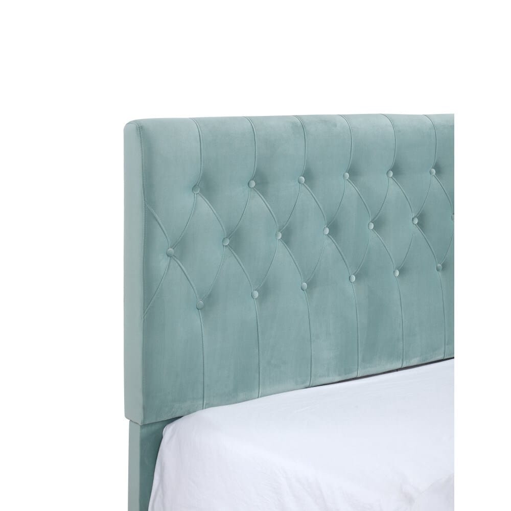 Wallace & Bay - Dalton Aqua Velvet Full Upholstered Bed with Tufted, Padded Headboard, And Platform-Style Base - B510021 veiw 4