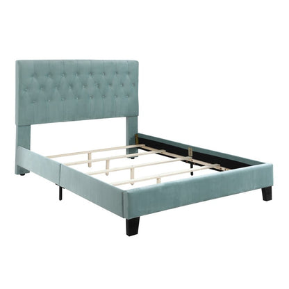 Wallace & Bay - Dalton Aqua Velvet Full Upholstered Bed with Tufted, Padded Headboard, And Platform-Style Base - B510021 veiw 6