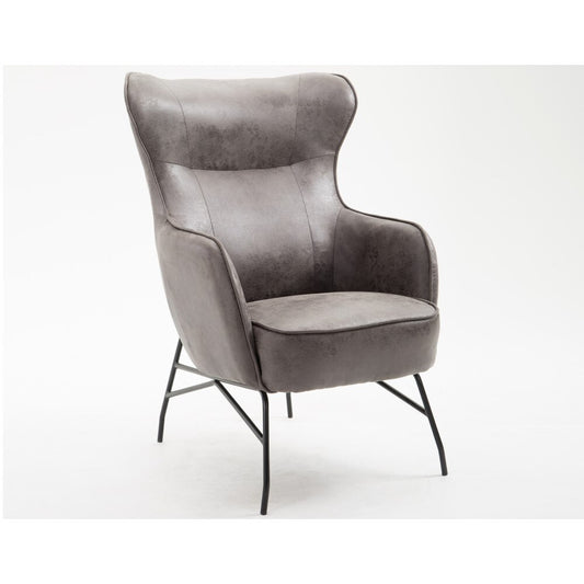 Wallace & Bay - Graham Smokey Gray Accent Chair with Faux Leather Upholstery And Metal Base - U510335 veiw 1