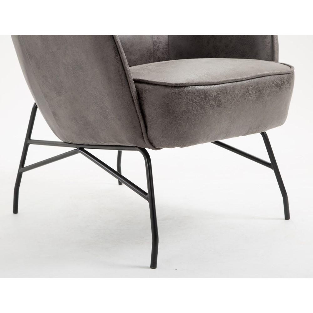 Wallace & Bay - Graham Smokey Gray Accent Chair with Faux Leather Upholstery And Metal Base - U510335 veiw 4