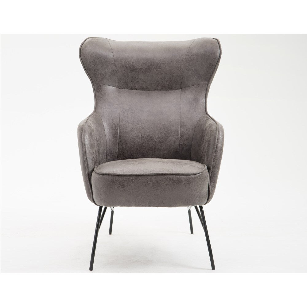 Wallace & Bay - Graham Smokey Gray Accent Chair with Faux Leather Upholstery And Metal Base - U510335 veiw 6