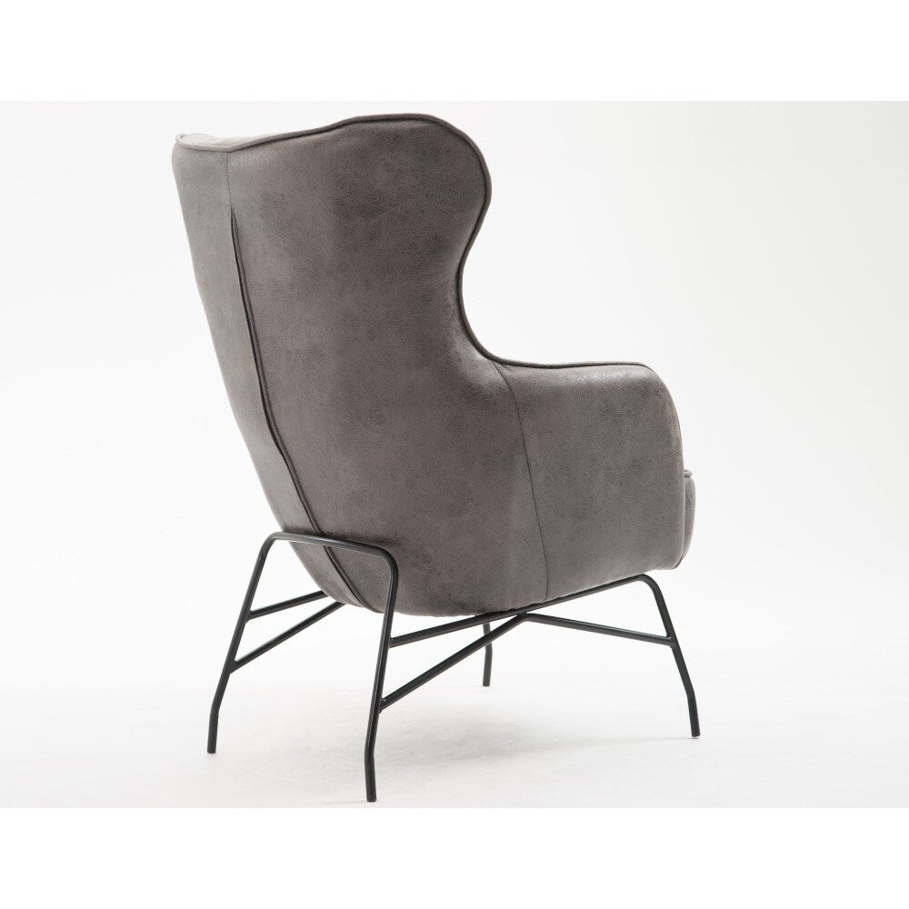 Wallace & Bay - Graham Smokey Gray Accent Chair with Faux Leather Upholstery And Metal Base - U510335 veiw 7