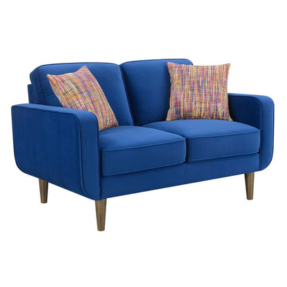 Wallace & Bay - Holland Bold Blue Loveseat with Velvet Upholstery, Wood Legs, And Track Arms - U510411 veiw 1