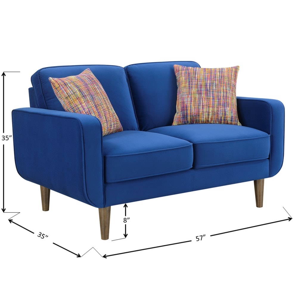 Wallace & Bay - Holland Bold Blue Loveseat with Velvet Upholstery, Wood Legs, And Track Arms - U510411 veiw 2