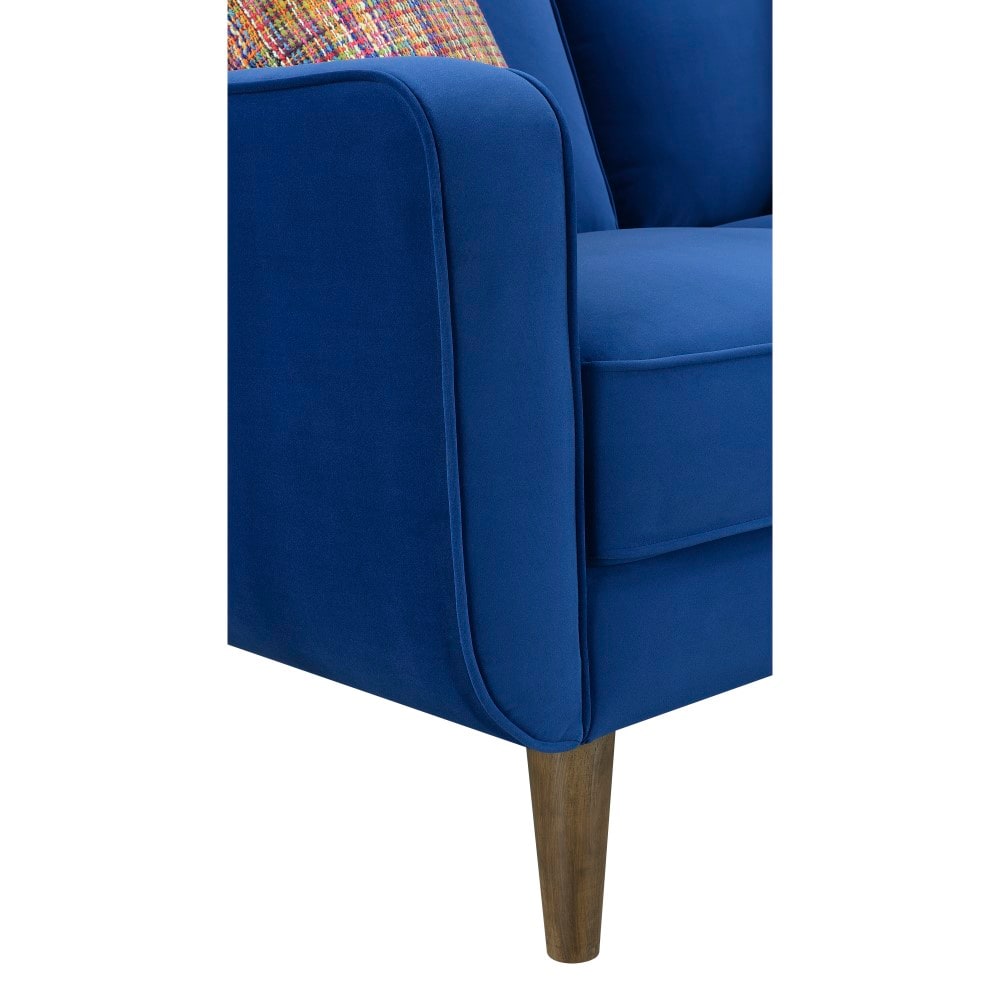 Wallace & Bay - Holland Bold Blue Loveseat with Velvet Upholstery, Wood Legs, And Track Arms - U510411 veiw 3