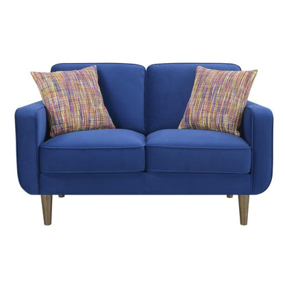 Wallace & Bay - Holland Bold Blue Loveseat with Velvet Upholstery, Wood Legs, And Track Arms - U510411 veiw 5